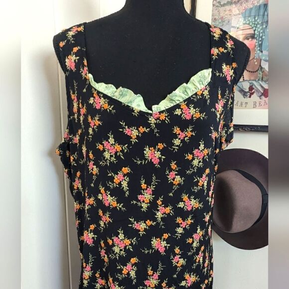 VTG 90s Zoe International Floral Dress Whimsigoth Witchy Feminine Cottagecore L - Picture 3 of 9